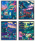 DALIHEBO Anime-Poster, japanische Wandkunst, Dekoration, Neon-Nachtszene, Wandkunst, Geschenk-Set, 4 Stück (20,3 x 25,4 cm, ungerahmt)