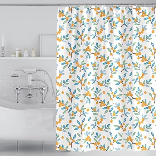 GONOVE Duschvorhang für Badezimmer 180 x 200 cm Schimmelresistent Dicke Polyester Stoff Früchte Duschvorhang Liner Wasserdichter langer Badevorhang mit Haken, waschbar und gewogen Saum