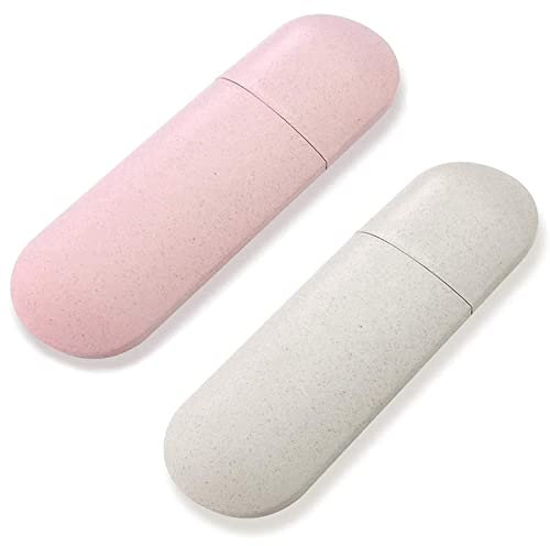 2 Pezzi Custodia da Viaggio per Spazzolino Elettrico, Astuccio Portatile per Spazzolino e Dentifricio, Custodia per Spazzolino da Denti, per Casa Escursionismo Campeggio (Rosa,Beige)