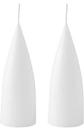 Kunstindustrien® Stumpenkerzen, Hergestellt in Dänemark, 43 Farben verfügbar, Kegel Kerze, Durchgefärbte Stumpenkerze lange Brenndauer von 15 Stunden, Kerzen Deko, 2 Stück, 6,5 x 16cm (Weiß)