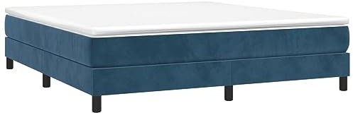 vidaXL Sommier à Ressorts de Lit Sommier à Lattes Lit Rembourré Cadre à Lattes Lit Double Adulte Chambre Intérieur Bleu Foncé 25 cm/ 180x200 cm Velours