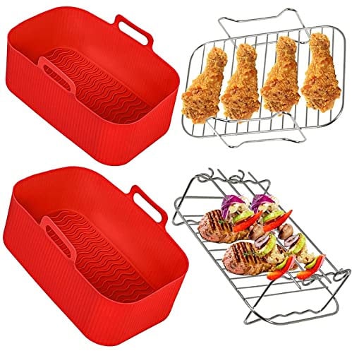 SPARES2GO Drawer Liner Baskets Racks Compatible with Instant Vortex Plus Air Fryer Liner Pot Shelf Set