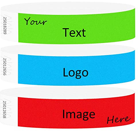 Individuell Bedruckte Armbänder Tyvek Benutzerdefinierte Papier Wasserdichte Identifizierung Klebende Hand Bands Sicherheit Personalisierte Armbänder für Veranstaltungen, Party, Nachtclubs (100)
