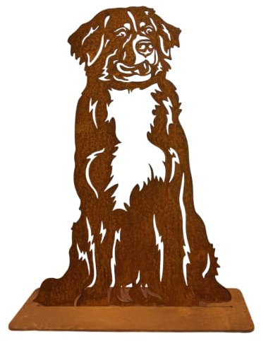 Terma Stahldesign Rost Berner Sennenhund 75 cm Hund Lebensgroß Handmade Germany tolle Gartendeko aus Metall Figur deko Geschenk Rostfigur Garten deko Gartenfigur, hundegrab deko