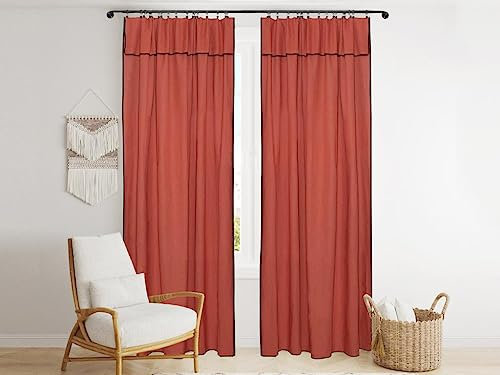Vente-unique - 2er-Set Vorhänge aus Baumwolle & Leinen - 140 x 280 cm - Terracotta - BORINA