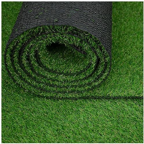 MDEKOR Kunstrasenteppich Outdoor - Kunstrasen wetterfest, Rasenteppich Meterware Grün 70cm x 200 cm Balkon Bodenbelag wasserdurchlässig mit Drainage Kurzflor 15mm in Echtrasen-Optik