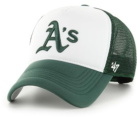 '47 Oakland Athletics White Green MLB Tri Tone Foam Offside Trucker Cap - One-Size