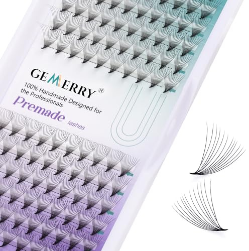 GEMERRY Pre Made Fan Eyelash Extensions 12D Fans 0.07mm D Curl 13mm | 12D Cluster Eyelash Extension Premade Fans Volume Russian Individual Lashes Cluster Fan Lash Extensions(0.07-12D-D curl-13mm)