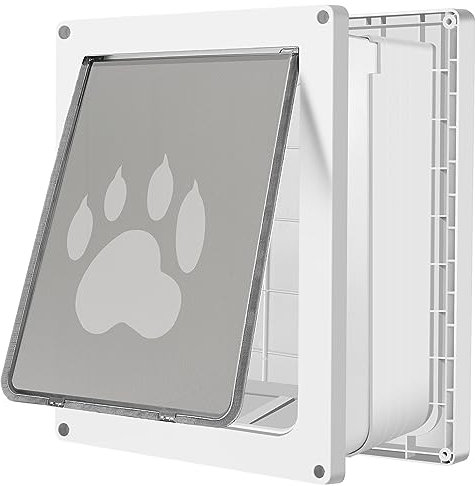 IKUSO Große Hundetürwand, verdickte Hundetür, 8,9 cm – 20,3 cm, verstellbarer Tunnel, wetterfeste Tür für Katzen und Hunde, magnetische Klappe mit Isolierung, stark und stabil, Schnappverschluss im