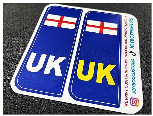 Whamhead Pack of 2 UK ENGLAND Number Plate Badge Travel Stickers, DVLA compliant Football