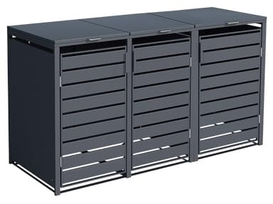 Cache-poubelle pour 2 poubelles - En métal anthracite - Protection visuelle en acier