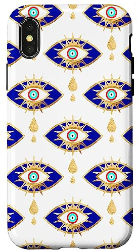 Blue and Gold Evil Eyes Case for iPhone X/XS