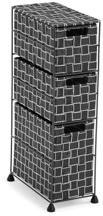 Versa Nilo Mueble para el Baño Auxiliar, Estante de baño con 3 cestas de Almacenaje, Medidas (Al x L x An) 57 x 15,5 x 28 cm, Plástico Texturizado, Color Negro