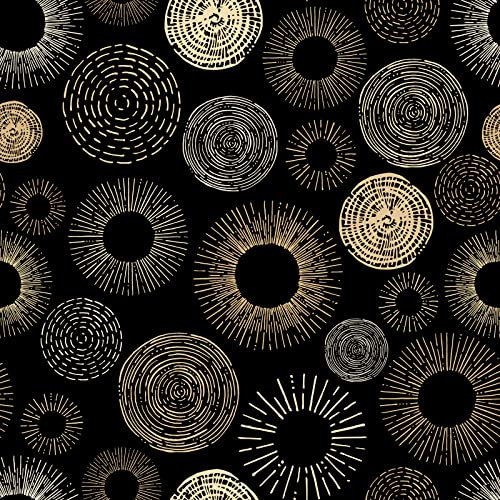 ReWallpaper 44.5cm×7m Papier Peint Adhesif Geometrique Vinyle Adhesif Meuble Noir et Or Papier Adhésif pour Meuble Enfant Motif Rouleau Autocollant Decoratif Chambre Adulte Armoire Salon