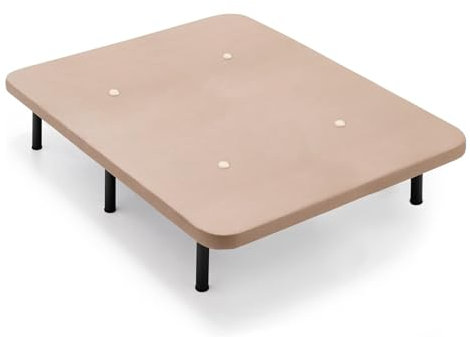 Cama express - Base tapissée 120 x 190 cm - Tissu 3D de Couleur Beige - avec valves de Transpiration - Lot de 6 Pieds de 26 cm