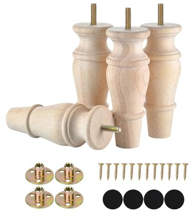 Michanco Wooden Furniture Legs 6 Inch Set of 4 Unfinished Replacement Parts for Couch Sofa Chair Ottoman Cabinet