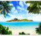 murando Photo Wallpaper Palm 500x 350 cm/196,8 x 137,8 Non-Woven Premium Art Print Fleece Wall Mural Decoration Poster Picture Design Modern - Sea Beach Palm Sky Cloud Island blue green c-B-0271-a-a