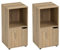 LOLAhome Set de 2 mesitas de Noche1 Puerta, Estantería de Madera, Librería con Puertas y Compartimentos Abiertos, Mueble almacenaje, Color Natural de 60x29x30 cm para para Dormitorio, Salón, Oficina
