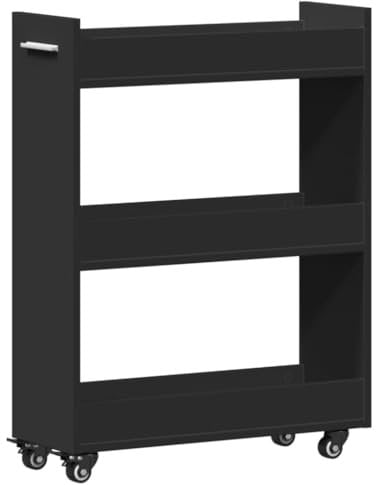 vidaXL Schrank mit Rollen Schwarz 60x22x79 cm Holzwerkstoff
