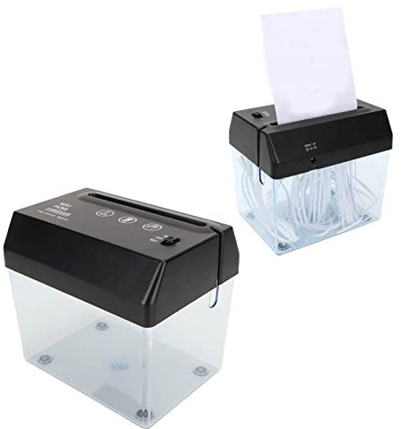 USB-Aktenvernichter, Aktenvernichter mit Streifenschneiden, Transparenter Papierkorb, USB-betrieben, für Büro, Schule, Zuhause