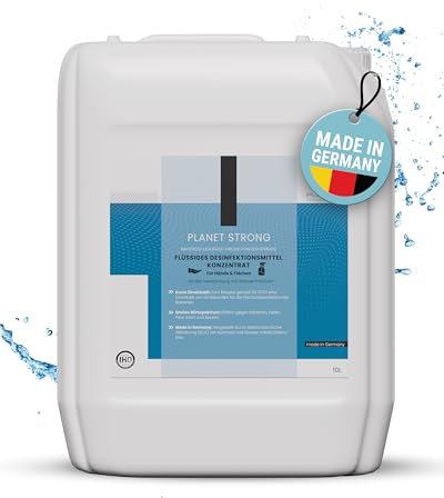 Planet Strong® – 10L Desinfektionsmittel Konzentrat für Flächen, Oberflächen & Hände | Alkoholfrei & mild basisch | Gegen Bakterien, Viren, Pilze, Schimmel & Gerüche | Halal Koscher | Made in Germany