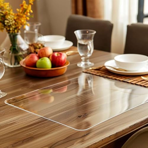 Nicoman Non-Slip PVC Desk Protector Mat with Round Edge, Heat Resistant & Waterproof Desk Pad - Clear, 120x60cm (4x2ft)
