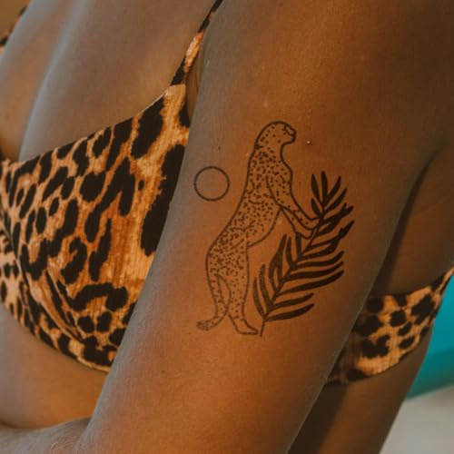 Jaguar auf einem Baum - Inkster Tattoo | Vegane & Wasserfeste Temporäre Tattoos für Erwachsene - EU-Kosmetikzertifizierte Farbe - Revolutionäres 2 Wochen Tattoo | Premium Klebetattoos