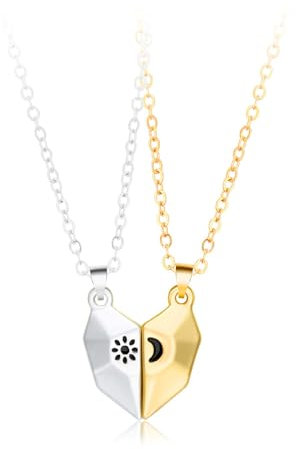 Sopodbacker Halskette Ketten Schmuck Herren Frauen Anhänger Necklacewunschpaar Halskette Sonne Und Mond Liebe Einfache Hochzeitsfeier Sonne Und Mond Liebe Matt Gold Und Silber