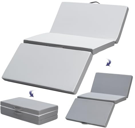 Z-hom Klappmatratze, Gästematratze, 3-teilige Faltmatratze, Dicke Schaumstoffmatratze, Faltbare Matratze, Erwachsene, Abnehmbarer und waschbarer Außenbezug (75×195×10cm)