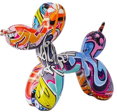 YOYUMI Graffiti Ballon Hunde Skulptur, Bunte Graffiti Ornamente Dekorationen für Schlafzimmer Kreative Wohndekorationen Büro Ornamente, 22 * 18 * 8.5cm, Graffiti