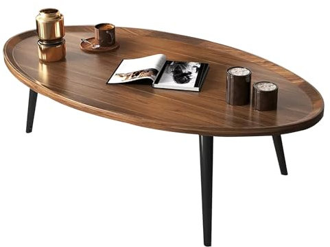 MidCentury Table basse ovale moderne en noyer pour salon Tables gigognes en bois massif Table d'appoint pour la maison et le bureau Table basse au design rétro pour café