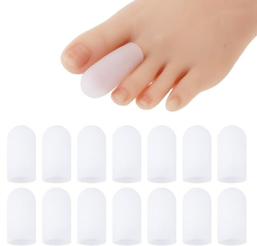 14er-Pack 2.5 x 6cm Zehenschutz Gel-Zehenkappe Zehenschützer Aus Silikon Zehenärmel Zehenschutz Für Große Zehen Gel-Stiefel Zehenschutz Für Männer Und Frauen Verhindert Hornhautblasen(Klein)
