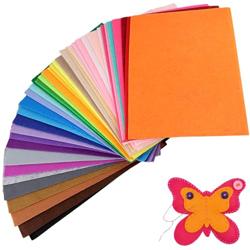 FUNSUEI 80 Stücke Filzstoff 20 x 30 cm, 40 Farben Bastelfilz 1 mm, Bunt Filzmatte Filzplatten zum Basteln DIY Handwerk