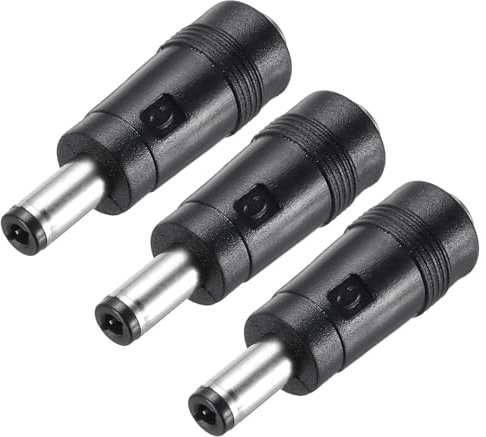 QUARKZMAN 3 Pcs Adaptador De Corriente Continua, Conector Hembra Recto 5.5mm x 2.1mm A Macho 5.5mm x 2.5mm Puntas Negras con Cable De 1.57 Pulgadas para Fuente De Alimentación Externa