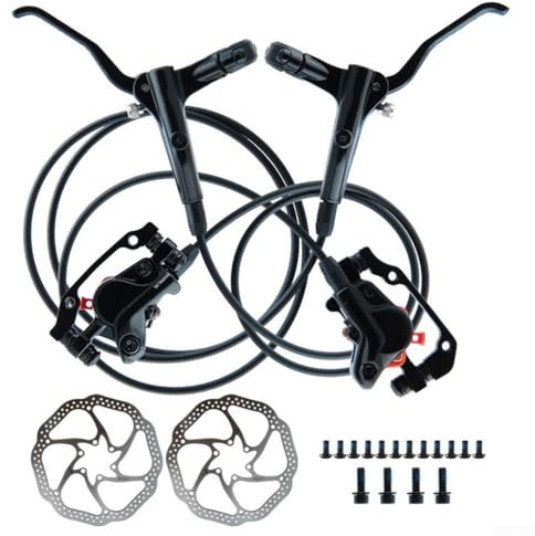 Scheibenbremsen Set Mechanisch/Hydraulische Scheibenbremsen Kit Beide 51mm IS & 74mm Post Mounting, Hydraulische Scheibenbremsen Set mit Kabel für Mountainbike Rennrad (links vorne rechts hinten)
