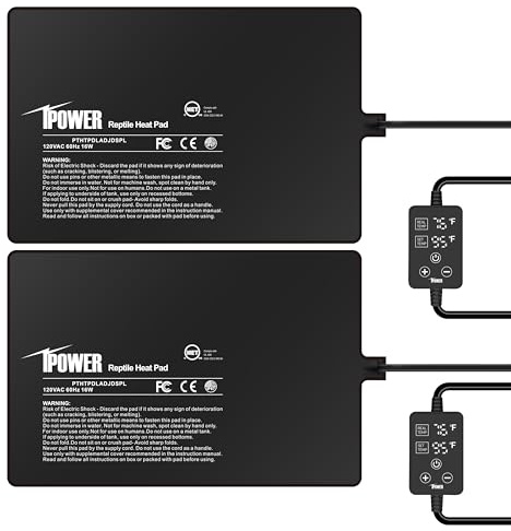 iPower 20,3 x 30,5 cm, 16 W, Reptilien-Heizkissen mit verstellbarem Thermostat, Terrarium-Heizmatte für Schildkröten/Schlangen/Eidechsen/Frösche, 2 Stück