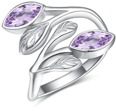 Geburtssteinring 925 Sterling Silber Mondstein Ring Blattring für Frauen Mädchen Finger Leaf Ringe Weihnachten Geschenk