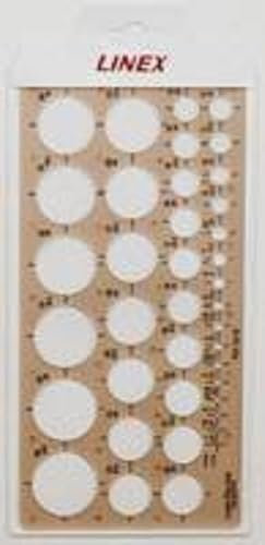 Linex 1116 Kreisschablone, 39 Kreise von 1-35 mm, gerade Kanten, mm-Skala an einer Seite, 240x120mm