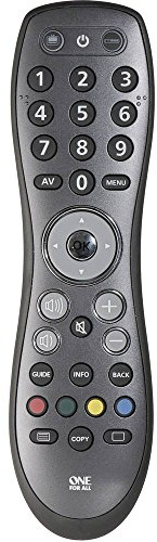 One For All Simple 2 Universal remote control - Perfect replacement remote for 2 devices: TV and STB (Freeview/Sat/Cable) – With learning feature – Guaranteed to work all brands – Black – URC 6420