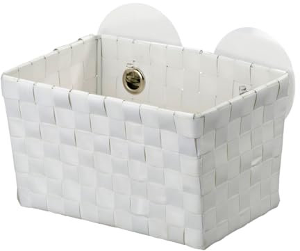 WENKO 20383100 Static-Loc Aufbewahrungskorb Fermo, Befestigen ohne Bohren, PP-Geflecht, 20,5 x 14,5 x 14 cm, weiß