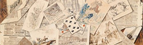 1art1 Zeitungen Französische Zeitungs-Collage Mit Postkarten, Vintage Style, 1-Teilig Fototapete Poster-Tapete 250x79 cm