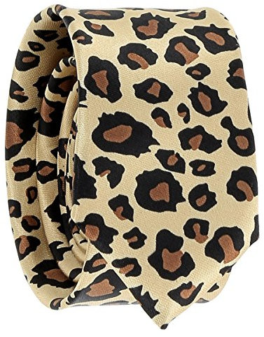 CravateSlim Leopard-Krawatte Goldfarben, Herren, Krawatte, Männlich, Business, Formal