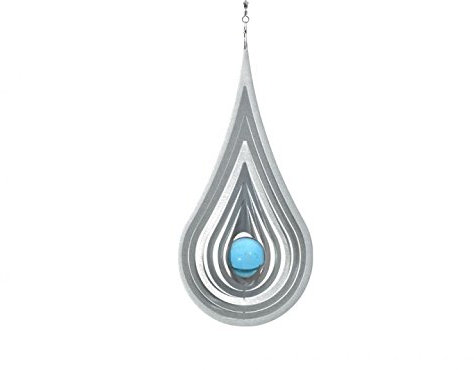Illumino Edelstahl-Windspiel Aqua mit saphirblauer 35mm Glaskugel