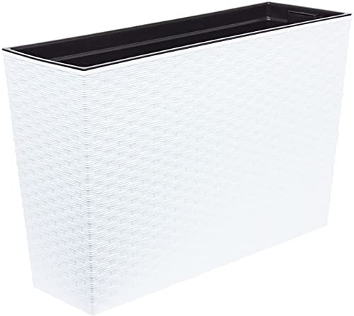 Lamela - werbena Rattan fioriera 19x56x36.5h cm e5 Bianco