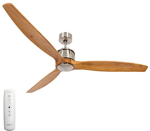 LUCCI AIR Deckenventilator Akmani, Ventilator inkl. Fernbedienung, moderner Deckenlüfter mit 3-Echtholz-Flügeln, Ø 152 cm