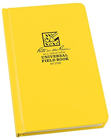 Rite in the Rain Weatherproof Hard Cover Notebook, 4.75 x 7.5, Yellow Cover, Universal Pattern (No. 370F)