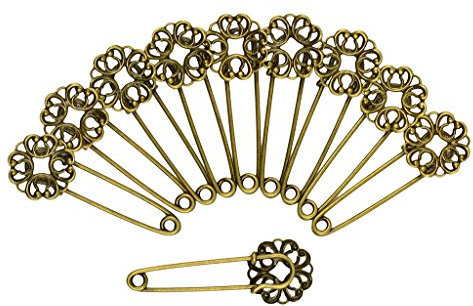Lot 10pcs Vintage Épingles à Nourrice Fleurs Broches de Sécurité en Cuivre Bronze pour Bricolage Artisanat Diy