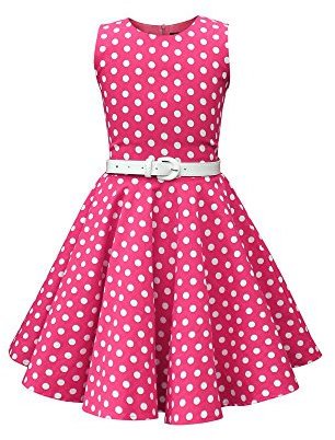 BlackButterfly Enfants Robe Années 50 Vintage à Pois 'Audrey' (Rose - Pois, 13-14 Ans)