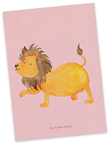 Mr. & Mrs. Panda Einladung, Karte, Postkarte Sternzeichen Löwe - Farbe Rot Pastell