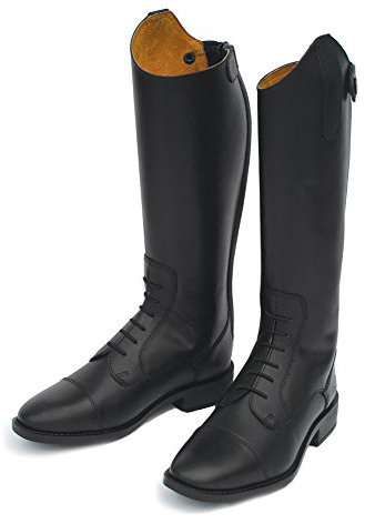 Rhinegold Childrens Berlin Long Leather Riding Boot-3(36), Stivali da Equitazione Lunghi in Pelle. Bambino, Nero